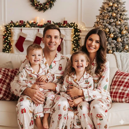 Vintage Christmas Ballet Satin Pajama Set – Festive Holiday Sleepwear for Family, Inspired by Classic Winter Stories