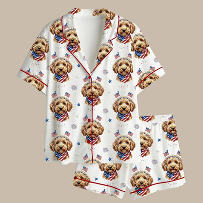 The USA 250th Anniversary Goldendoodle Pajamas – Patriotic Puppy Dog Mom Gift Sleepwear