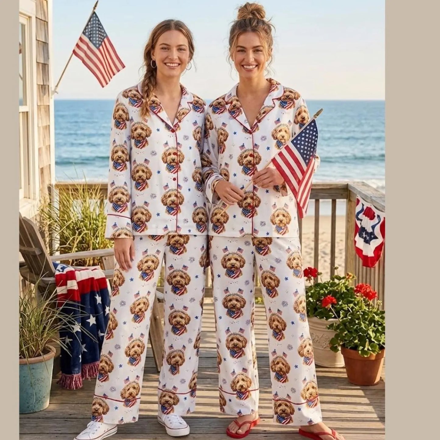 The USA 250th Anniversary Goldendoodle Pajamas – Patriotic Puppy Dog Mom Gift Sleepwear