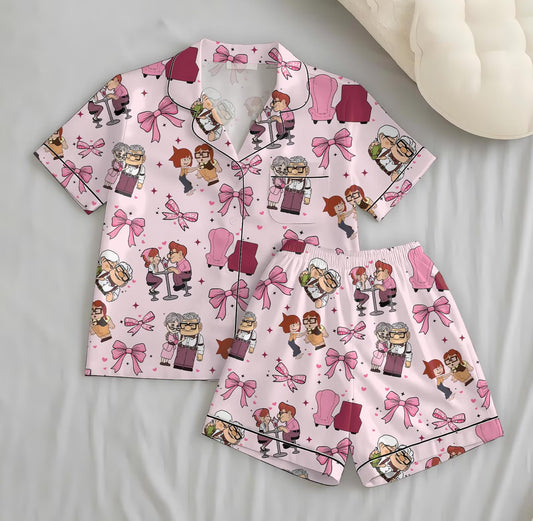 Valentine Cute Couple Pajama Set – Romantic Matching Sleepwear for Women & Lovers