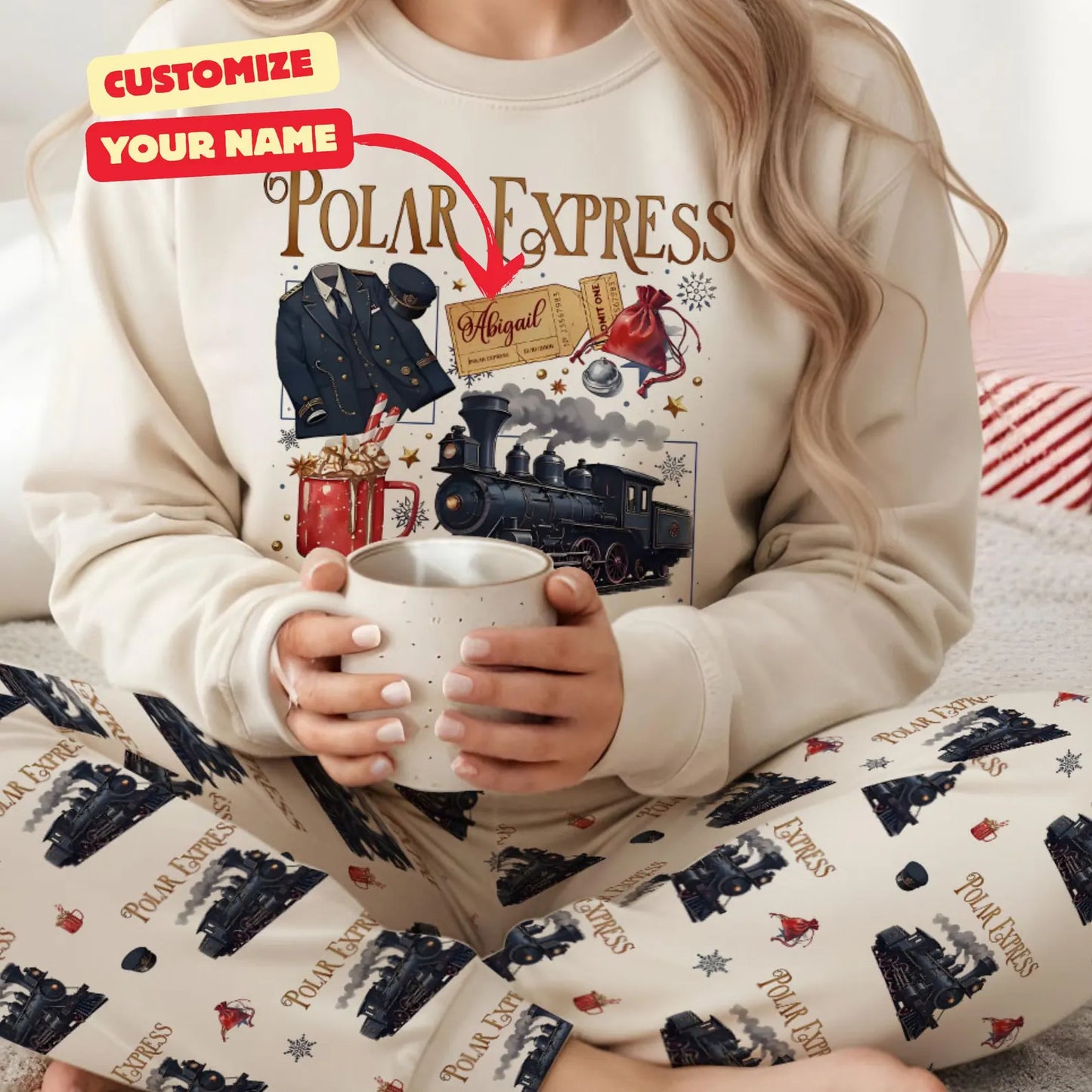Polar Express Matching Family Pajama Set – Personalized Christmas Sleepwear for Kids & Adults