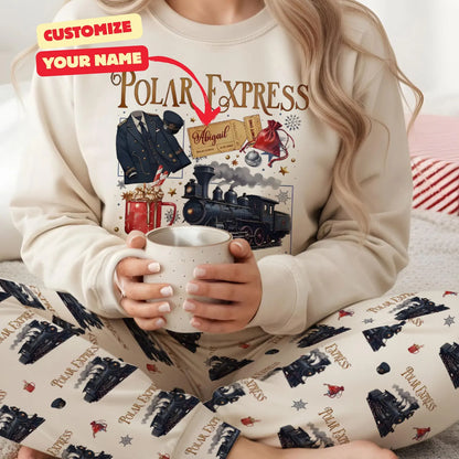 Polar Express Matching Family Pajama Set – Personalized Christmas Sleepwear for Kids & Adults