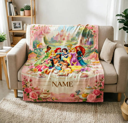 Custom Name Fairytale Garden Princess Tea Party Blanket