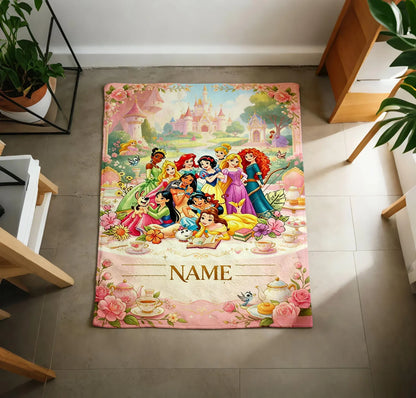 Custom Name Fairytale Garden Princess Tea Party Blanket