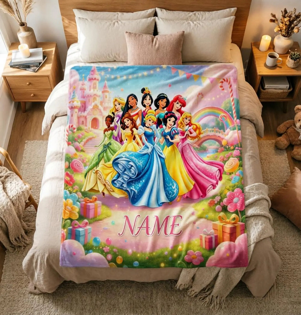 Custom Name Sweet Candy Kingdom Princess Gathering Blanket