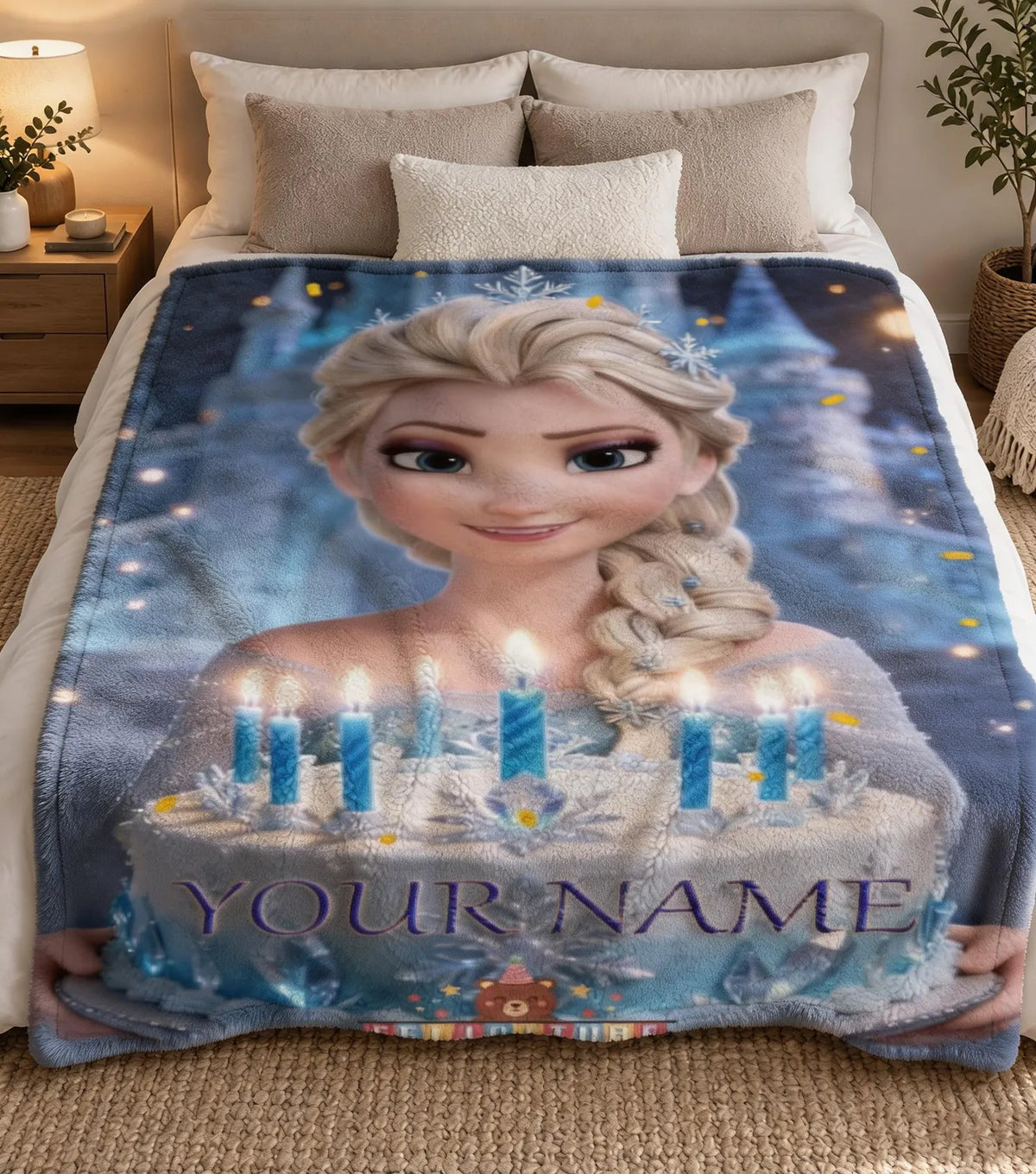 Custom Name Ice Princess Birthday Celebration Blanket