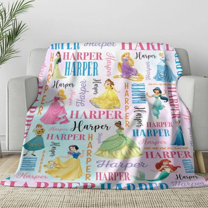 Custom Name Fairytale Princesses Collage Blanket