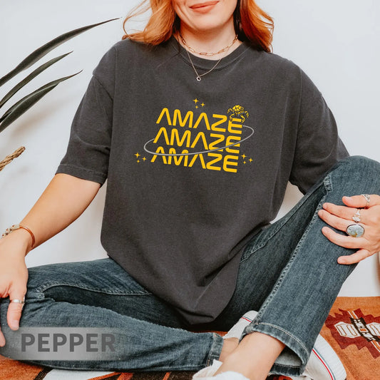 Amaze Amaze Amaze Space Shirt, Comfort Colors 1717 T-Shirt, Vintage Washed Graphic Tee, Sci Fi Reader Shirt, Alien Space Nerd Gift