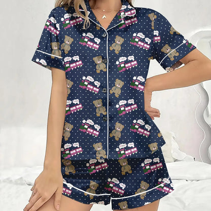 Vintage K-Pop Inspired ChooChoo Pajama Set – Matching Family Train Sleepwear for Youth & Adults, Cozy Nightwear Gift