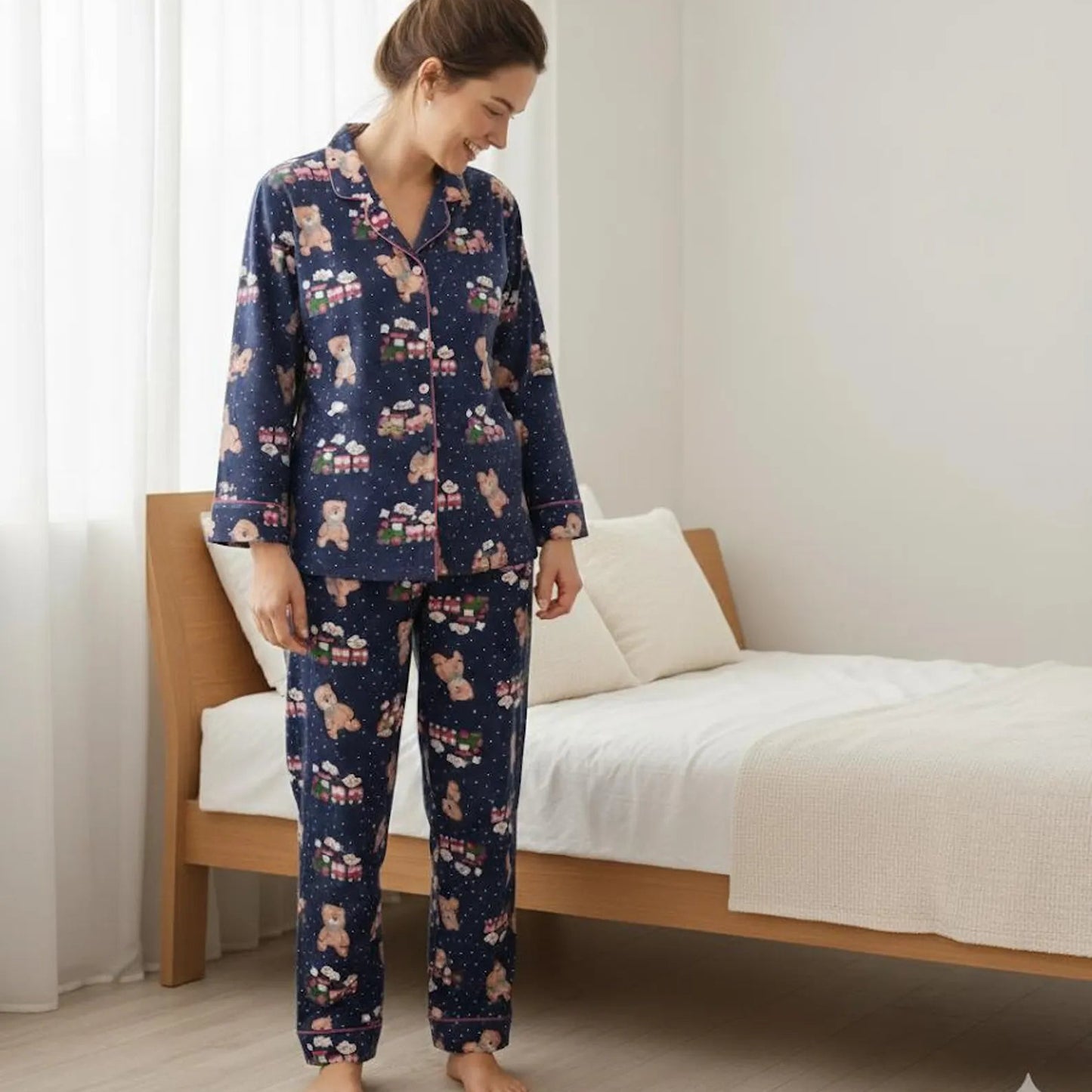 Vintage K-Pop Inspired ChooChoo Pajama Set – Matching Family Train Sleepwear for Youth & Adults, Cozy Nightwear Gift