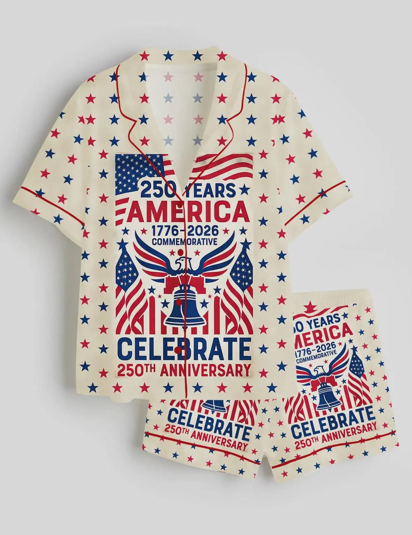 USA 250th Anniversary Satin Independence Day Pajama Set – 1776-2026 Festive Sleepwear Edition