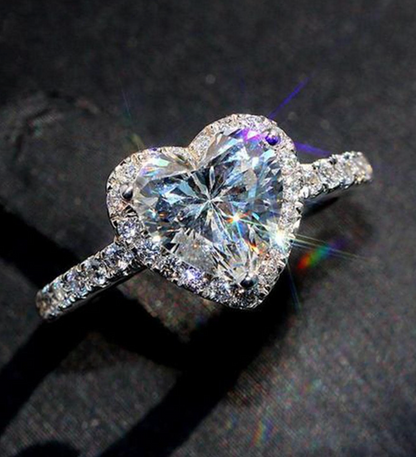 Romantic Heart-Shaped CZ Ring – Elegant Valentine’s Gift for Her