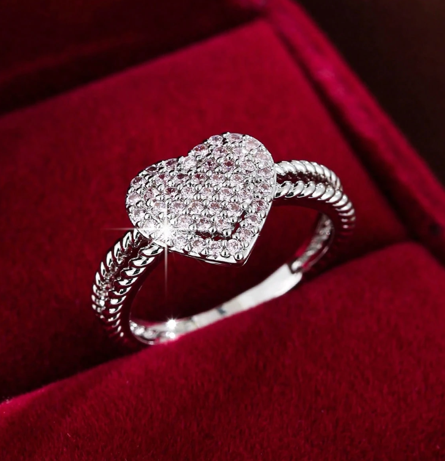 Heart-Shaped CZ Ring – Valentine’s & Mother’s Day Gift for Her