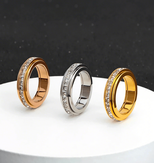 Anxiety Relief Spinning Ring – CZ Promise Ring for Calm & Comfort