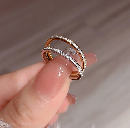 Stackable Cubic Zirconia Ring – Stainless Steel Gold/Silver Band for Women