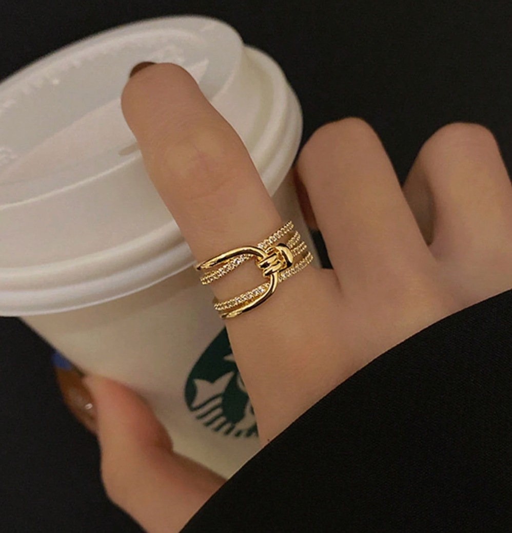 Elegant Multi-Layer Knotted Ring – Asymmetrical Open Design Fashion Ring for Women