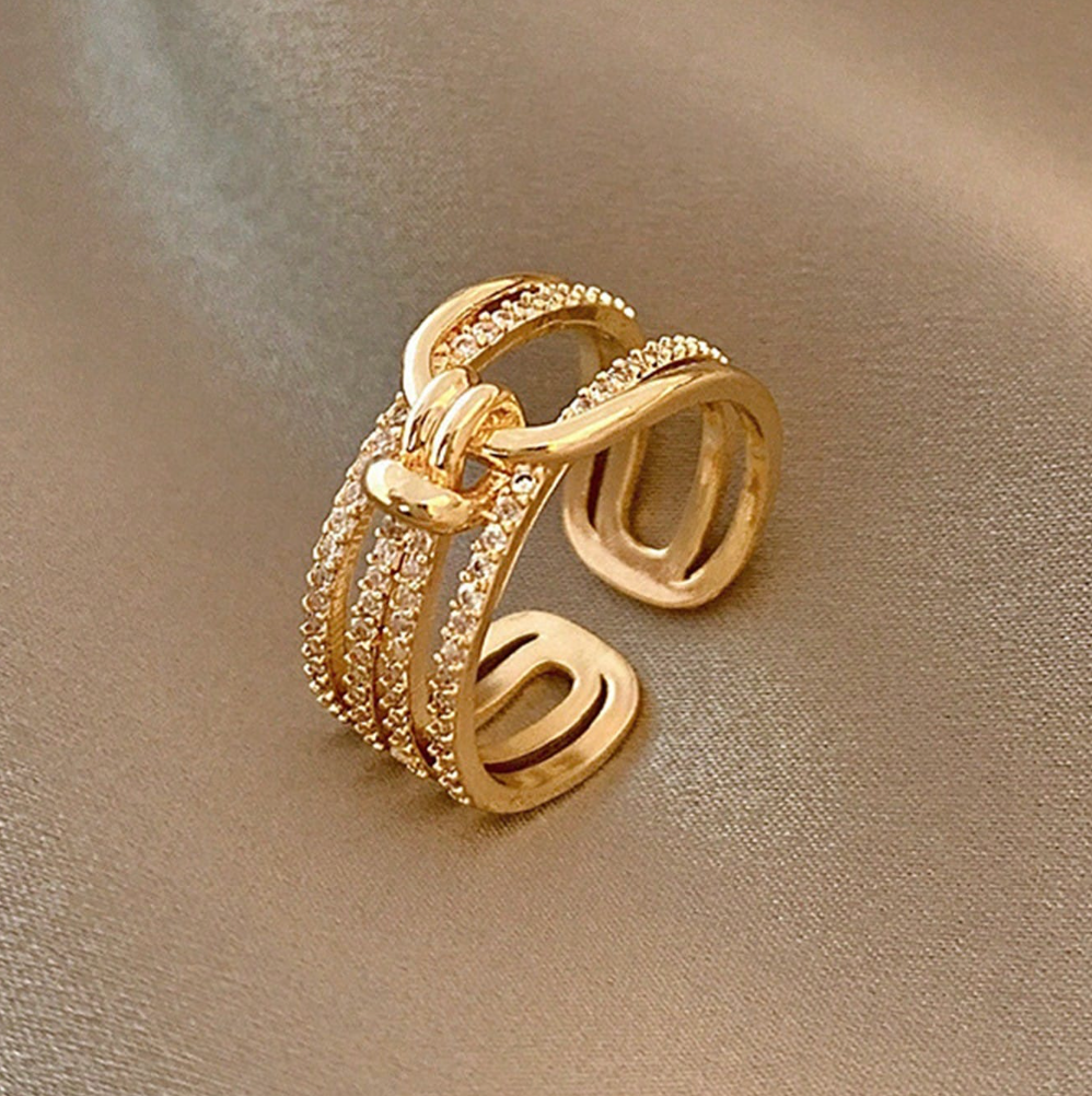Elegant Multi-Layer Knotted Ring – Asymmetrical Open Design Fashion Ring for Women
