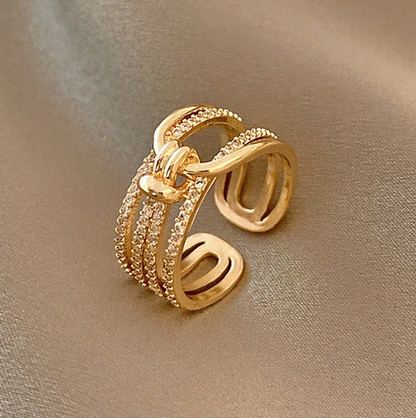 Elegant Multi-Layer Knotted Ring – Asymmetrical Open Design Fashion Ring for Women