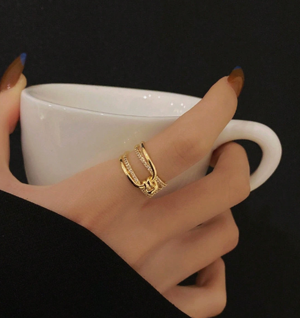 Elegant Multi-Layer Knotted Ring – Asymmetrical Open Design Fashion Ring for Women