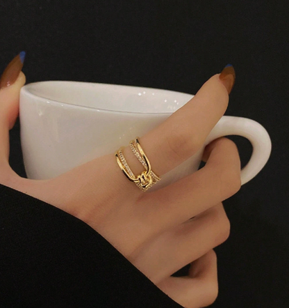 Elegant Multi-Layer Knotted Ring – Asymmetrical Open Design Fashion Ring for Women
