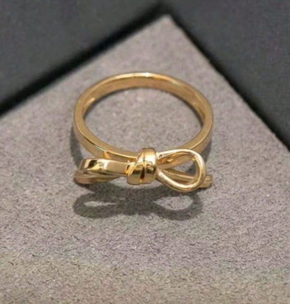 Golden Bow Love Ring – Dainty Bowknot Promise Ring for Women