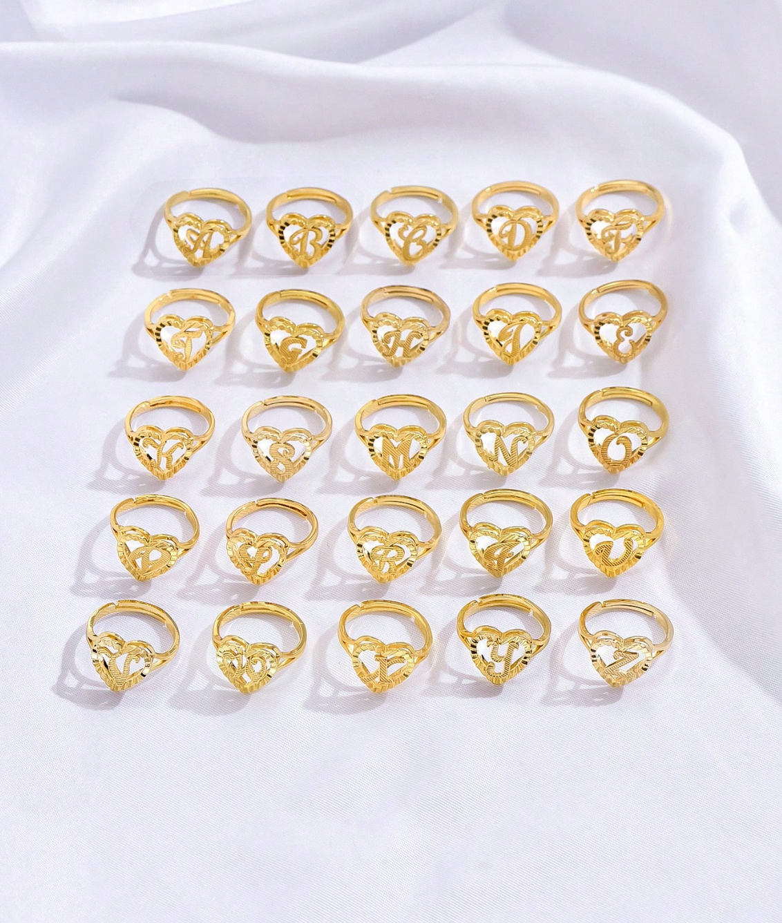 Vintage Initial Letter Ring – Adjustable A–Z Alphabet Ring for Couples