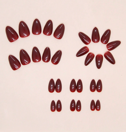 30 Pcs Almond Solid Color Press On Nail Set Universal Fit Everyday Manicure