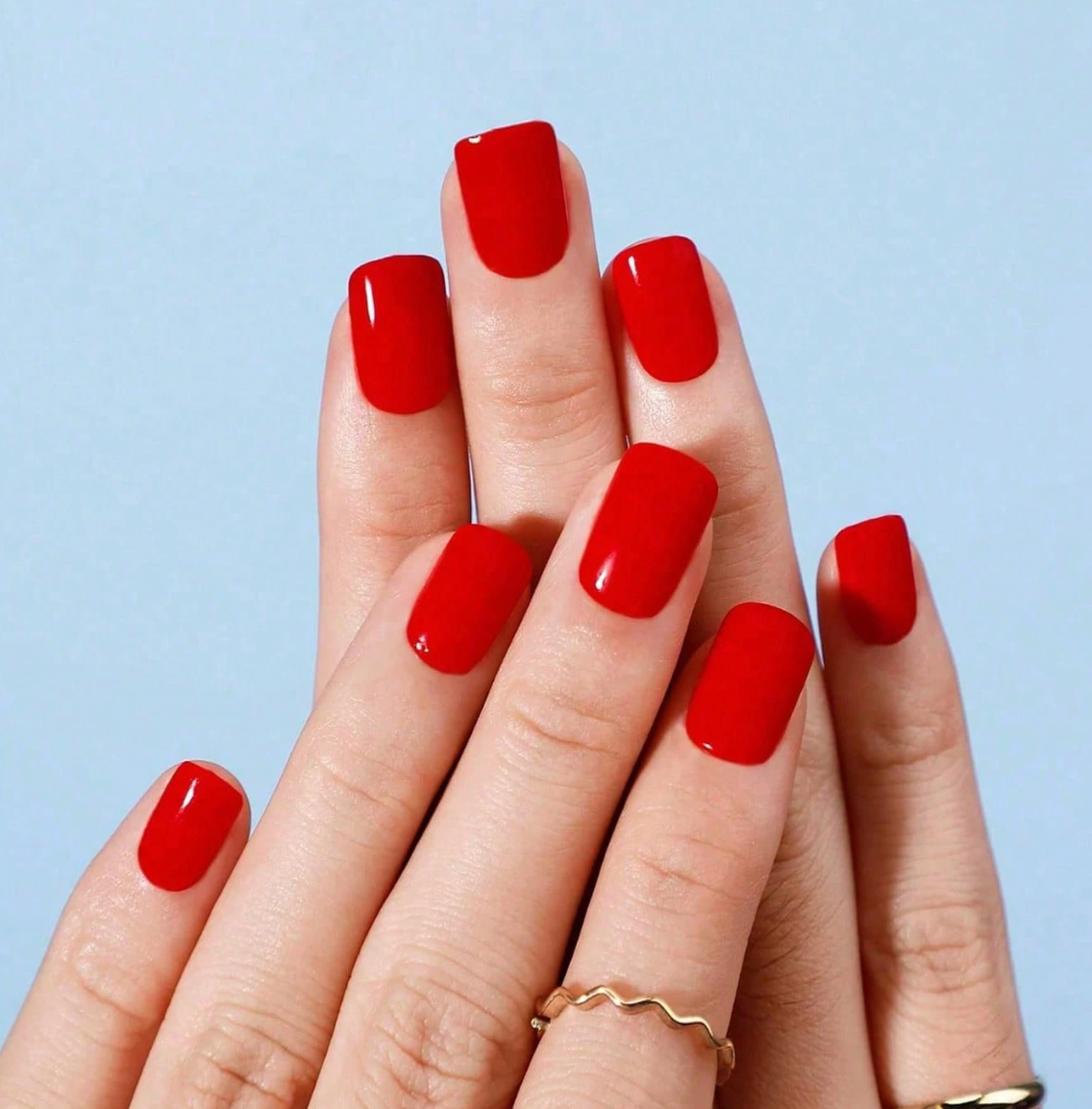 Classic Cherry Red | Short Square Press-On Nails (24 Pcs Gift Set)