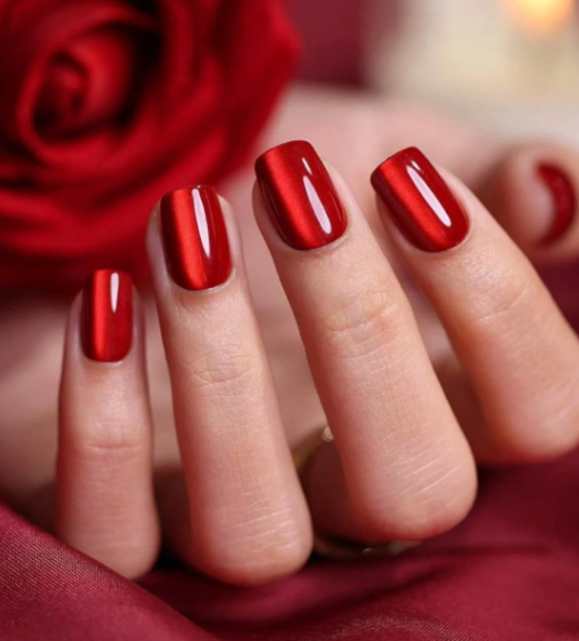 Red And Purple Cat Eye Press On Nails Elegant Chic Style 30pcs Nail Box