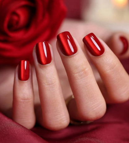 Red And Purple Cat Eye Press On Nails Elegant Chic Style 30pcs Nail Box