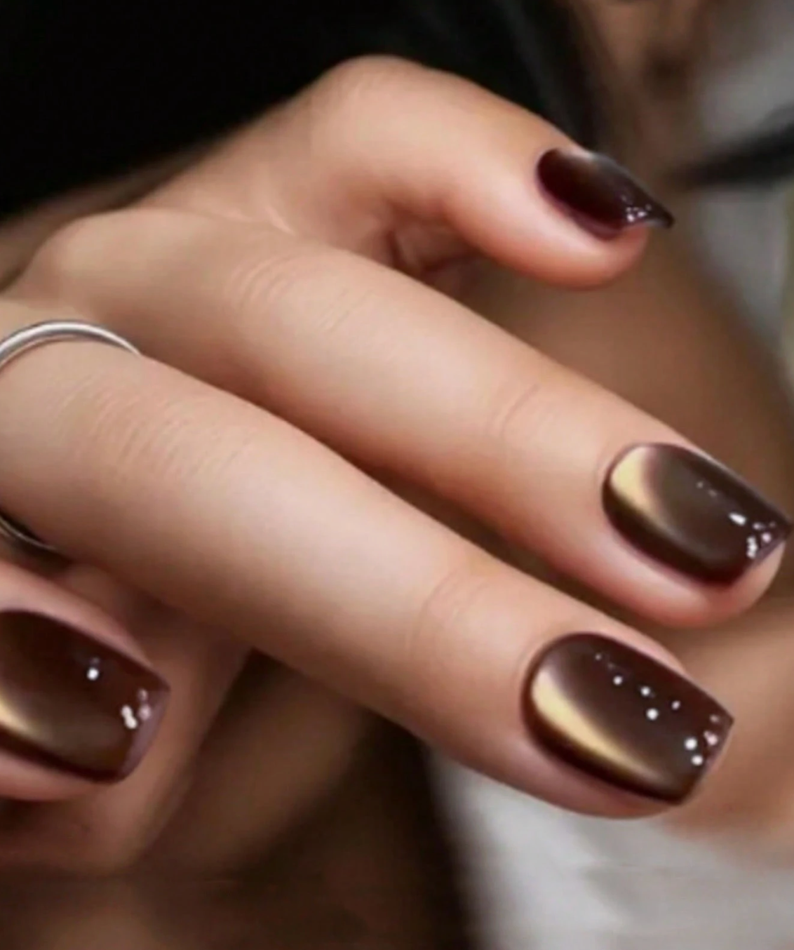 Red And Purple Cat Eye Press On Nails Elegant Chic Style 30pcs Nail Box