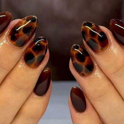 Short Oval 3D Gel Press On Nails Floral Pearl French Style 24pcs Nail Box