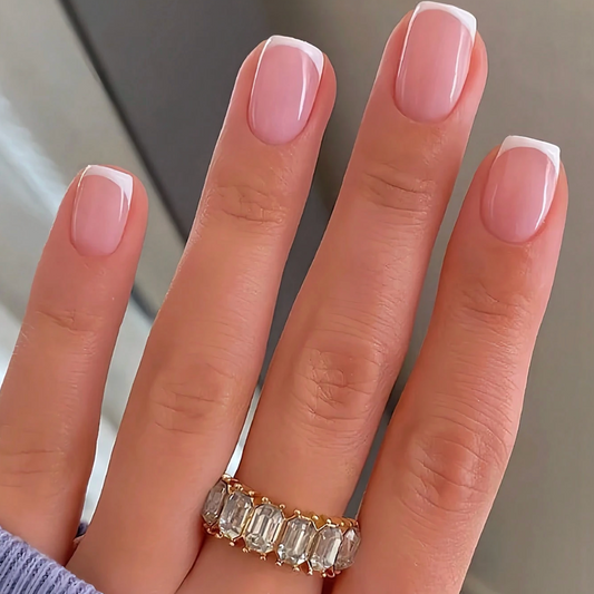 Short Square French Press On Gel Nails Soft Pink Full Cover 24pcs Nail Box