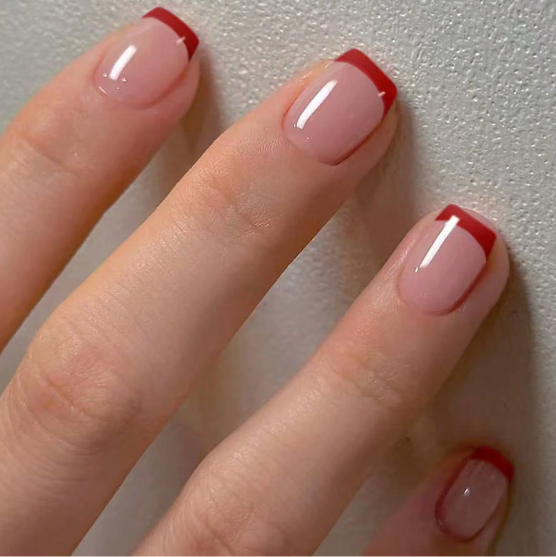 Short Square French Press On Gel Nails Soft Pink Full Cover 24pcs Nail Box