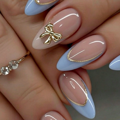 Handmade French Short Press-On Nails – Vine Detail | 10pcs Nail Box