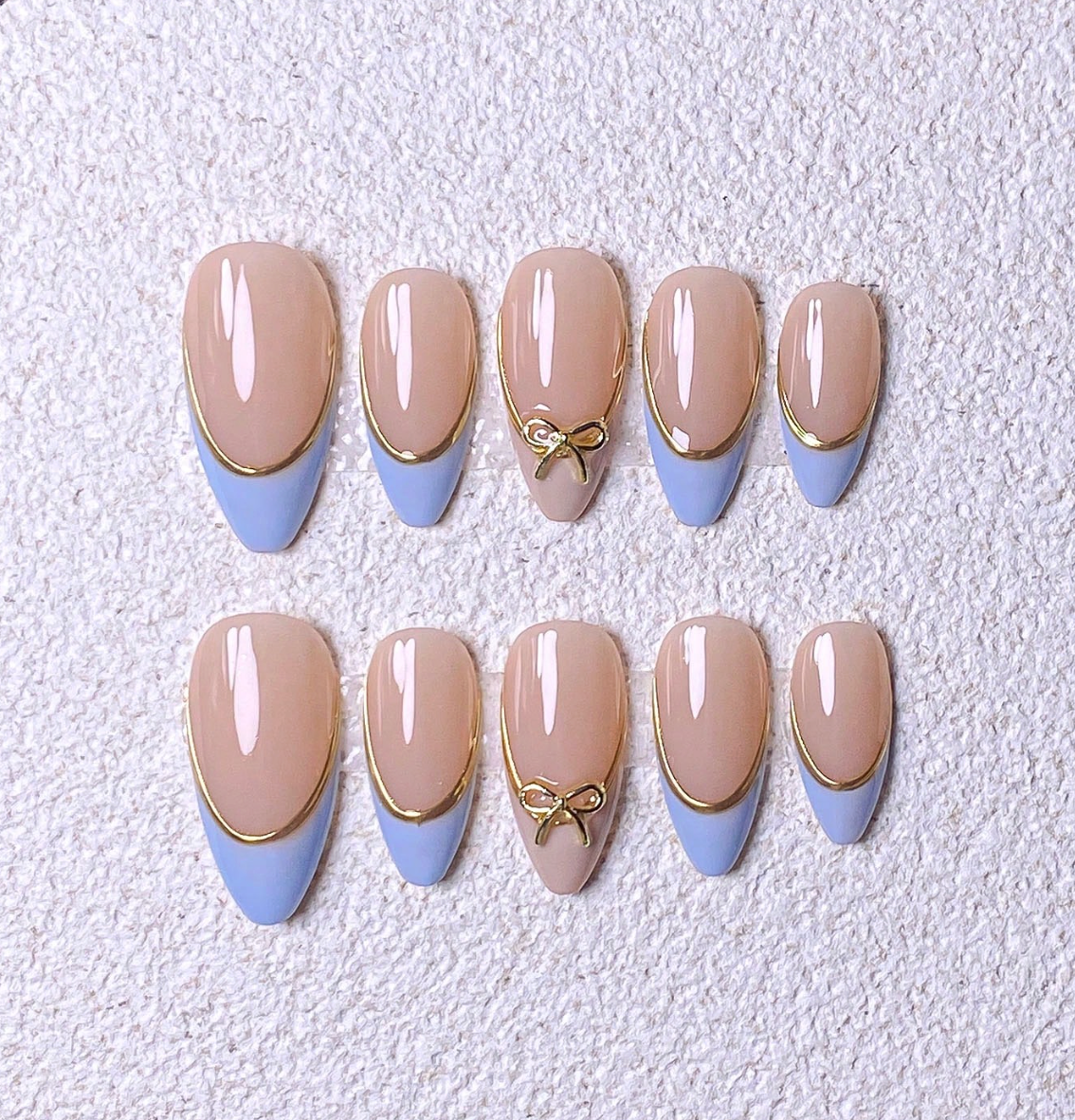 Handmade French Short Press-On Nails – Vine Detail | 10pcs Nail Box