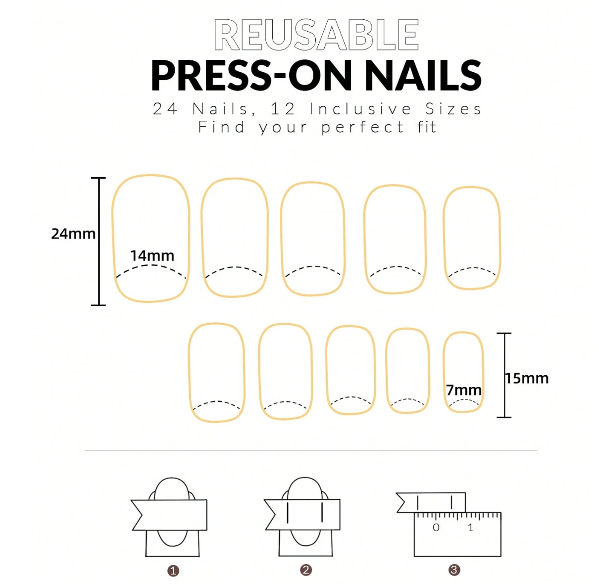 Short Square Red Press On Nails With Glitter Heart Design 24pcs Nail Box