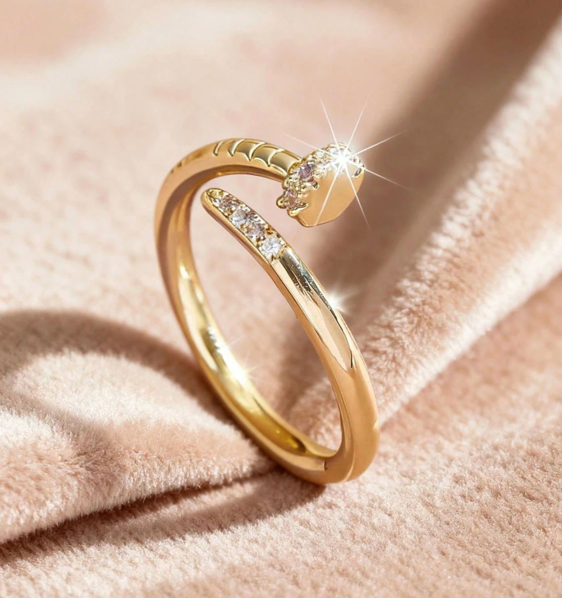 Aurora Adjustable Gold Ring – Zircon Glow Edition