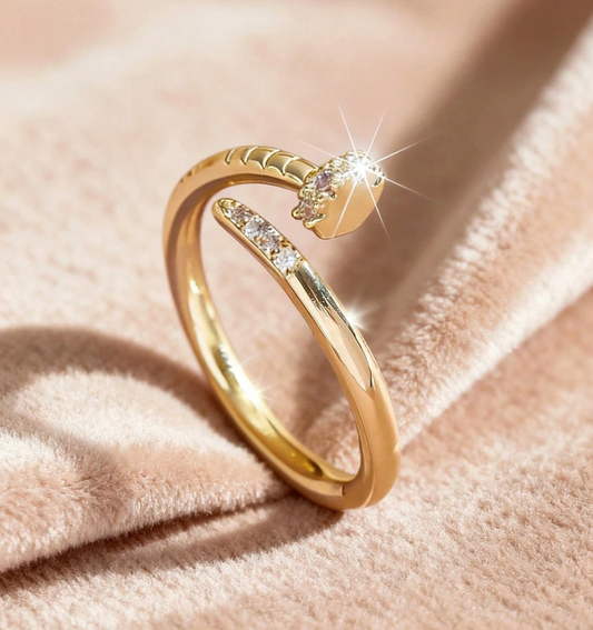 Aurora Adjustable Gold Ring – Zircon Glow Edition