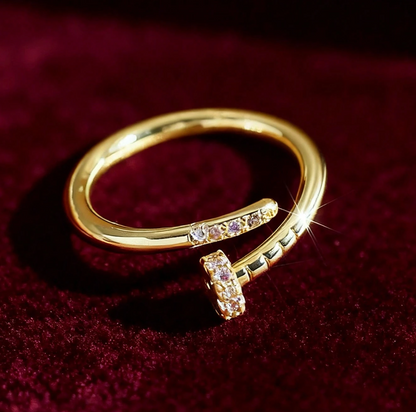 Aurora Adjustable Gold Ring – Zircon Glow Edition