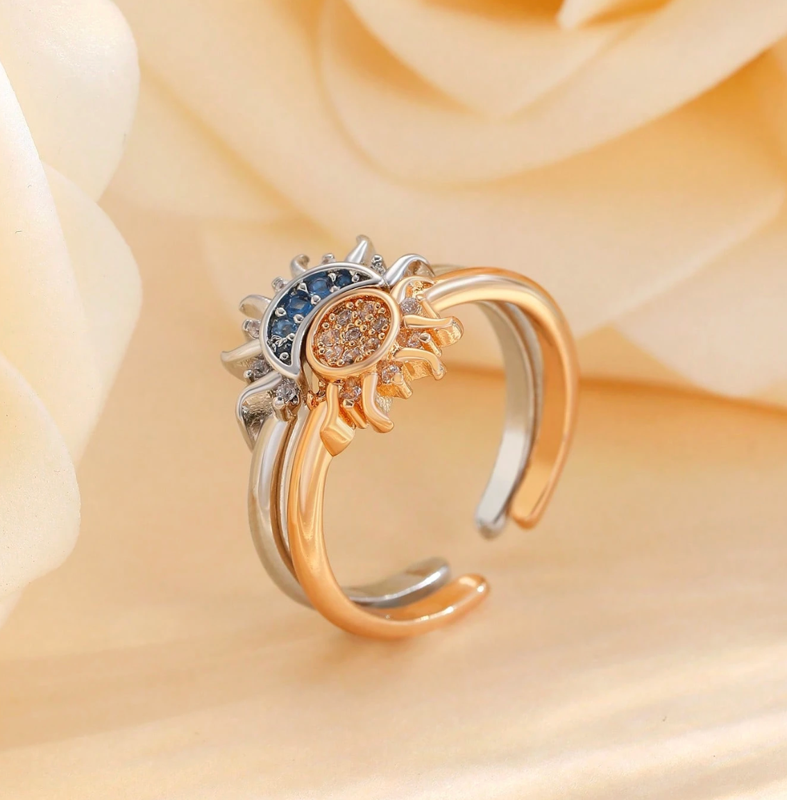 Sun & Moon Adjustable Couple Rings Set