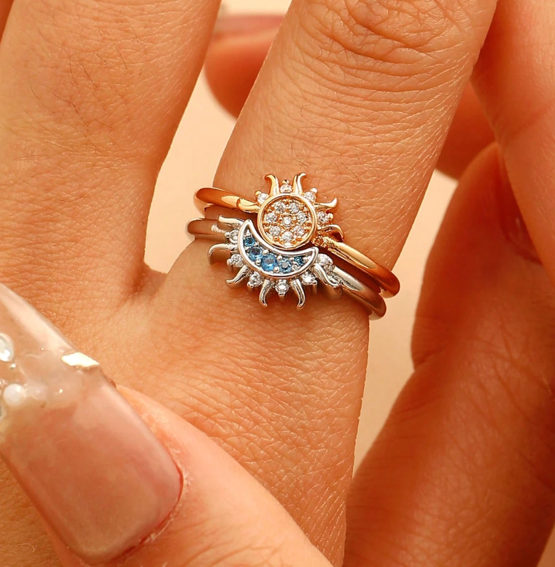 Sun & Moon Adjustable Couple Rings Set