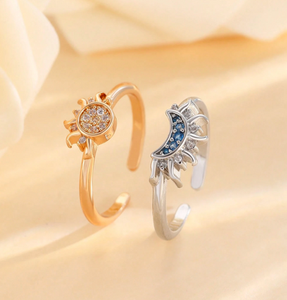 Sun & Moon Adjustable Couple Rings Set
