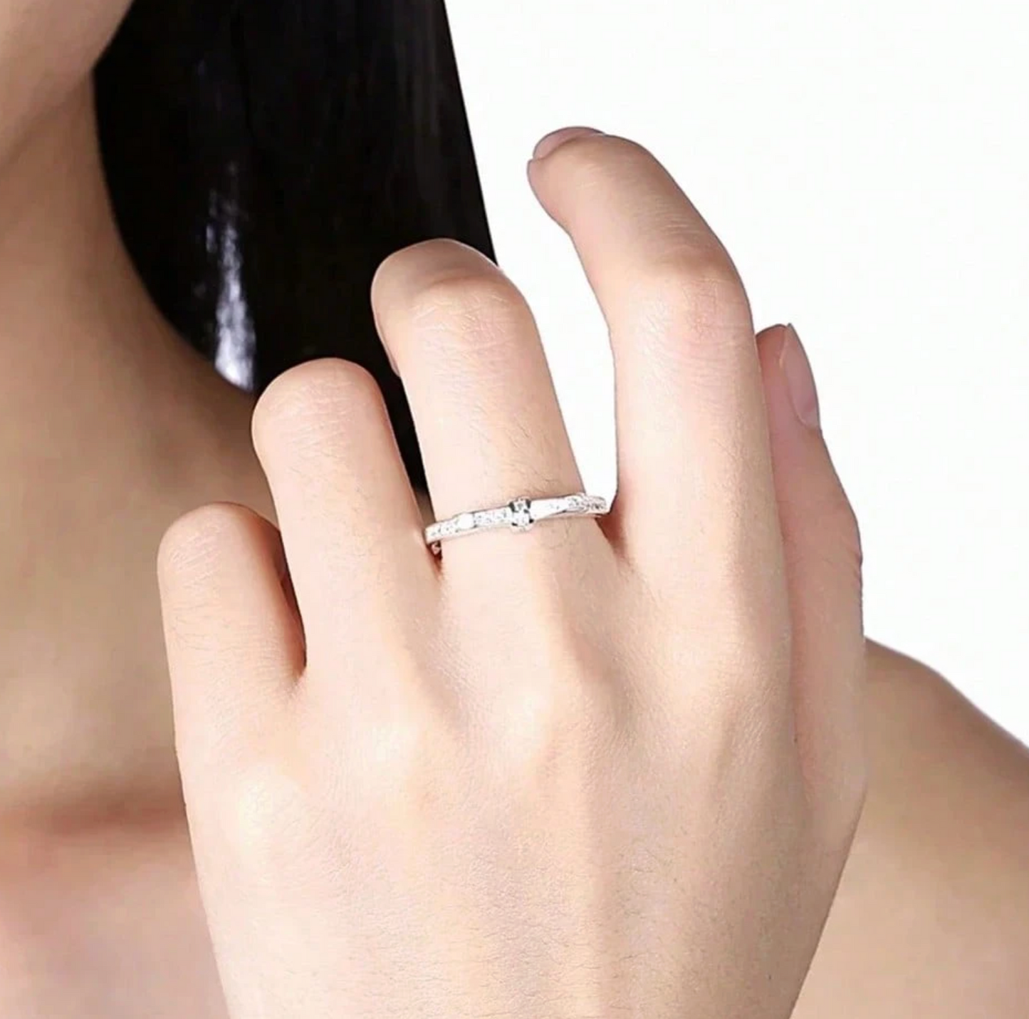 Silver Bow Spark Ring – Crystal Edition