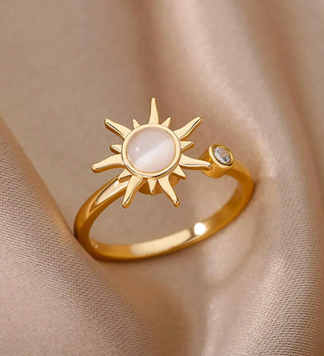 Golden Sun Opal Spinner Ring