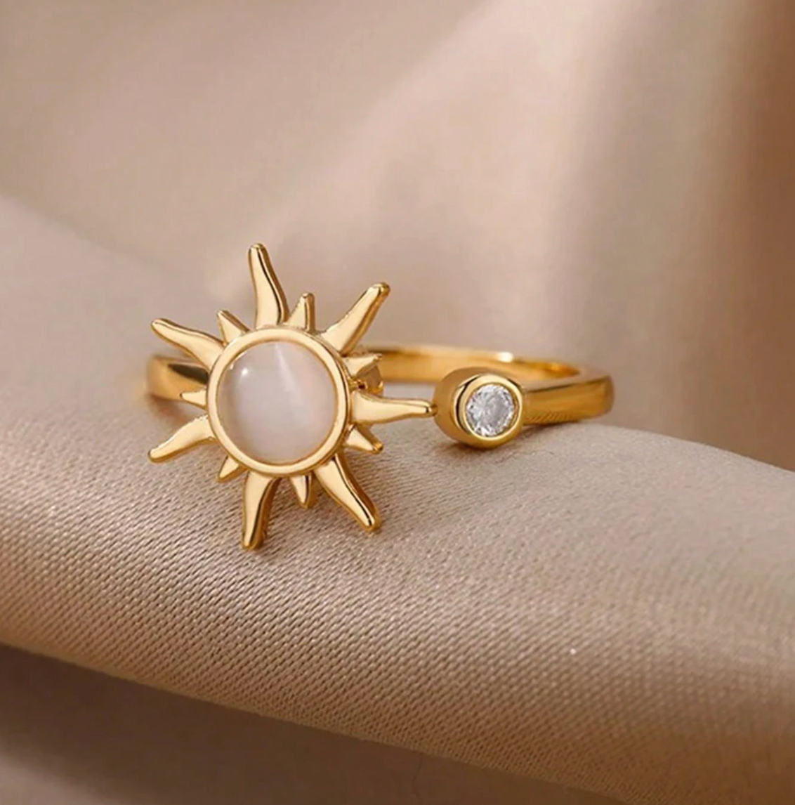 Golden Sun Opal Spinner Ring