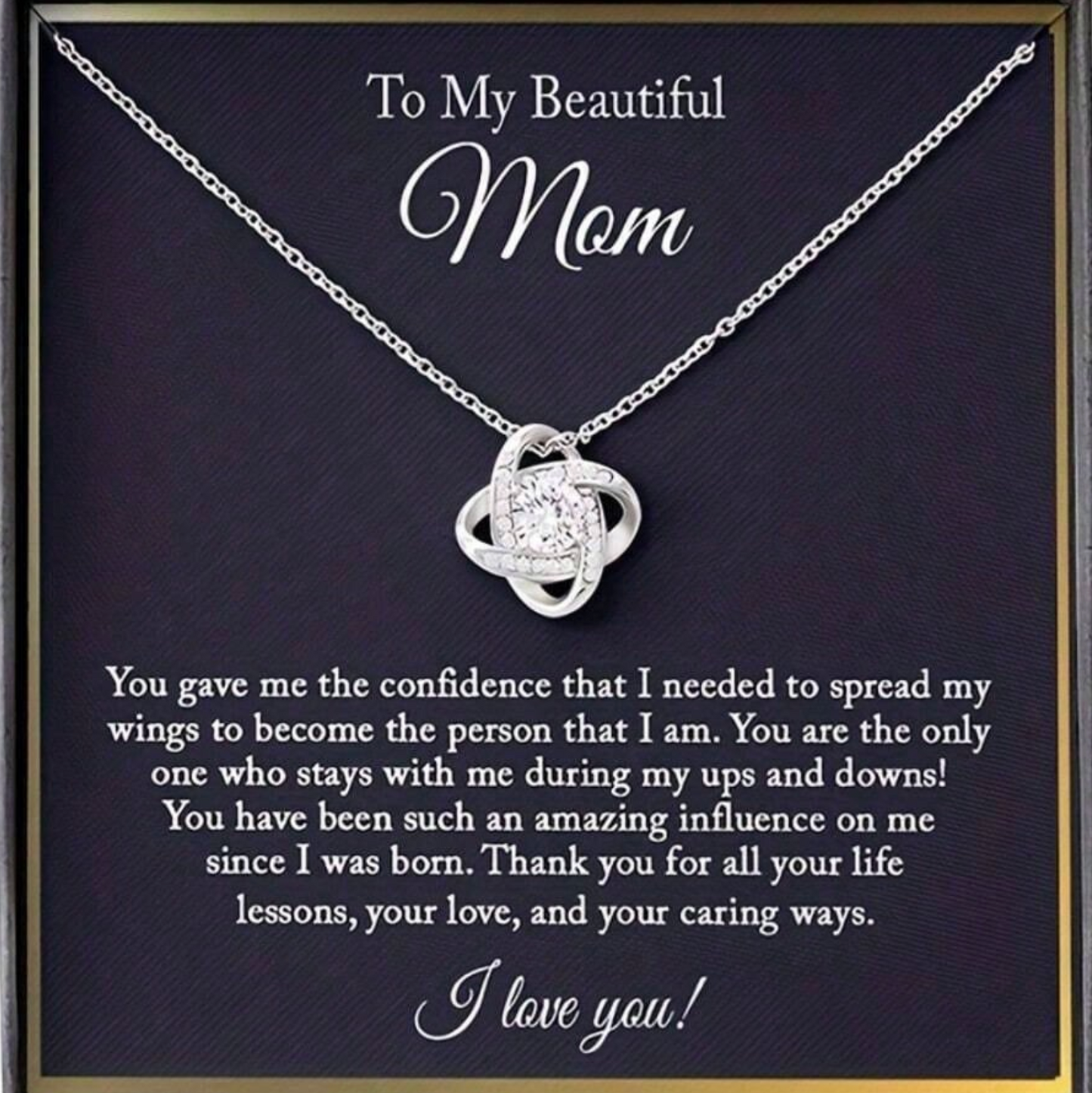 To My Beautiful Mom – Love Knot Necklace Gift Set