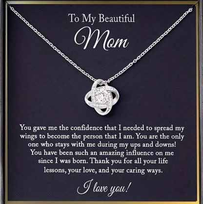 To My Beautiful Mom – Love Knot Necklace Gift Set