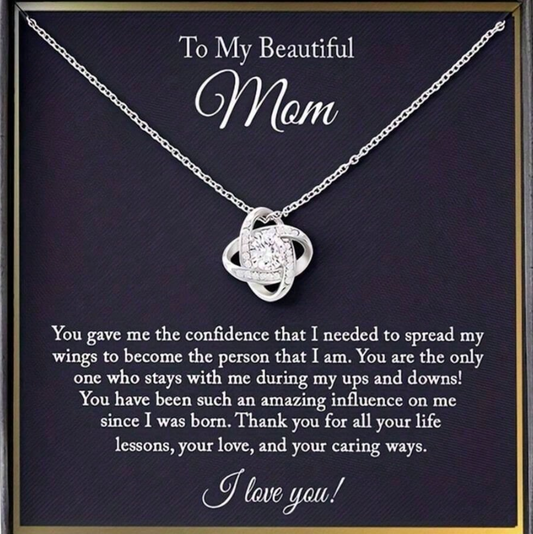 To My Beautiful Mom – Love Knot Necklace Gift Set