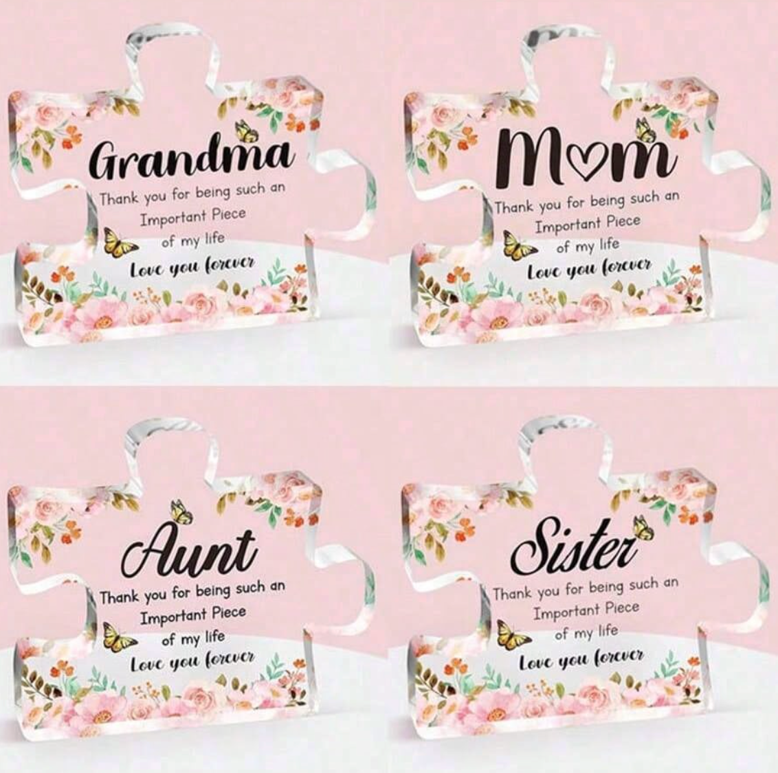 Puzzle-Shaped Acrylic Keepsake – Gift for Grandma, Mom, Aunt or Sister